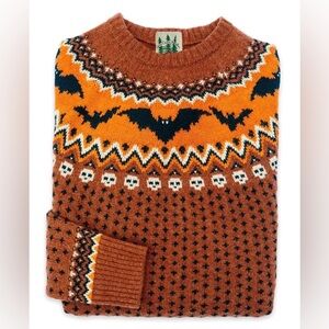Kiel James Patrick Orange and Brown Crew Neck Sweater
